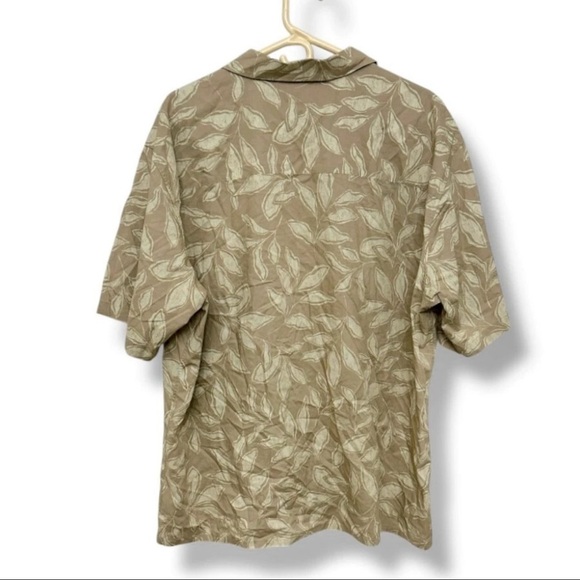 Uniqlo Khaki Leaf Print Open Collar Short Sleeve Hawaiian Shirt Men's Size XL - Picture 3 of 15